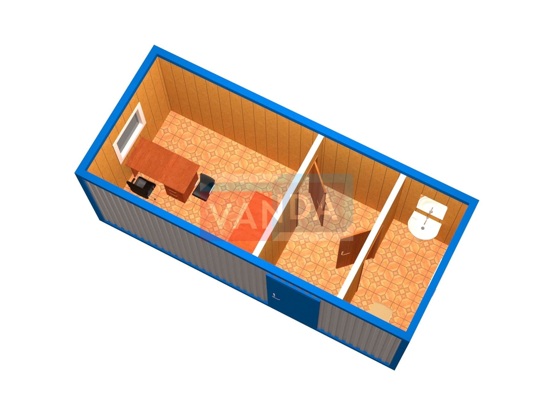 Блок контейнер офисный с перегородками и туалетом №7 (вариант 2)